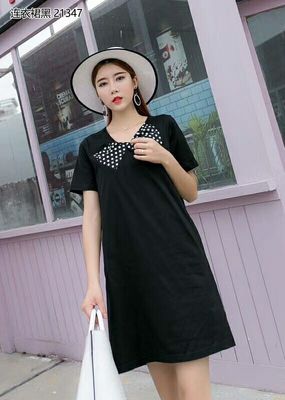 Saner大码女装2018夏装新款韩版胖妹妹中长款显瘦飘逸雪纺连衣裙